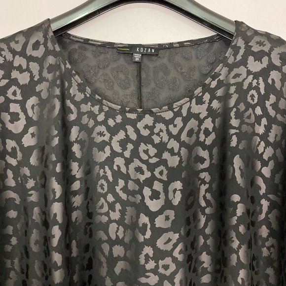 Kozan Juliet Leopard Mesh Top Women’s Size 2X Lightweight Relaxed Fit A-Line - Picture 2 of 8
